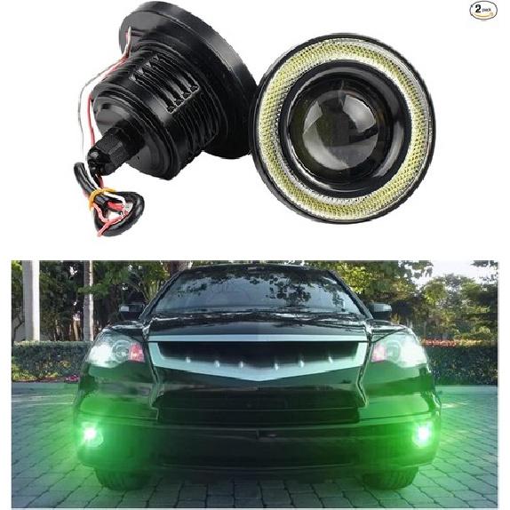 2 шт. Автомобильный противотуманный фонарь, 2,5   Круглый COB LED Супер яркий Высокой мощности Зеленый