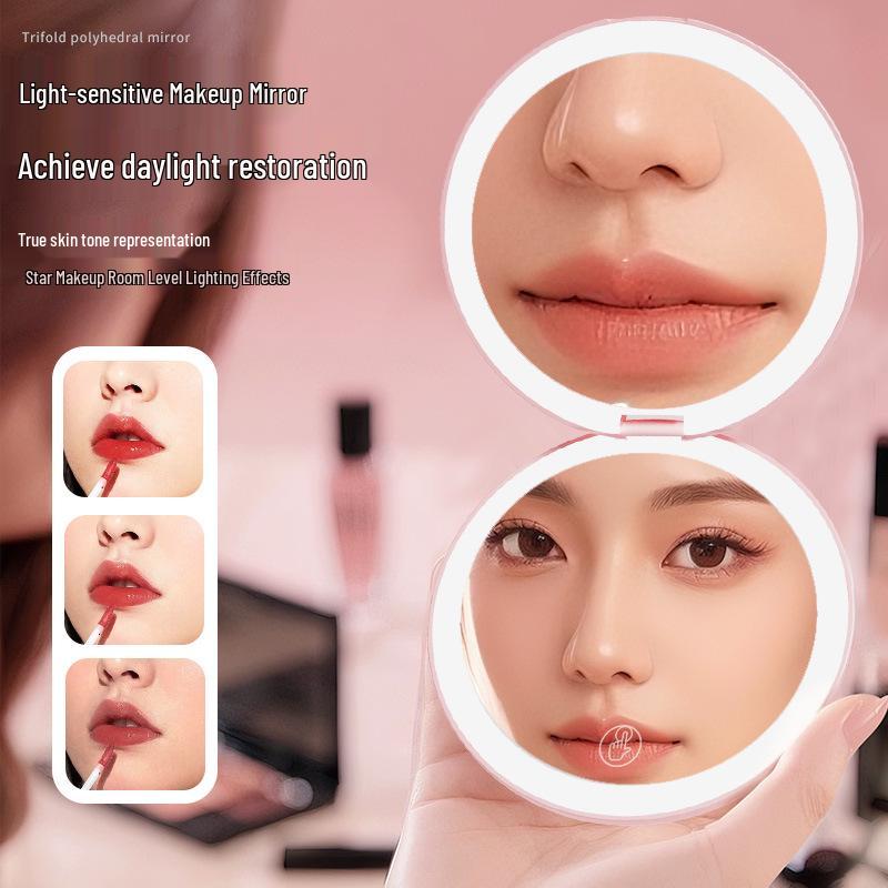 Foldable LED Magnifying Makeup Mirror - 2x, 5x, 10x