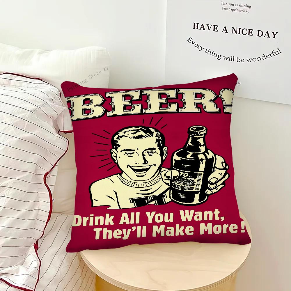 Beer Cigarette Coffee Pillow Case Square Pillow Bedroom Sofa Leisure Comfort Cushion Car Living Room Home Decoration