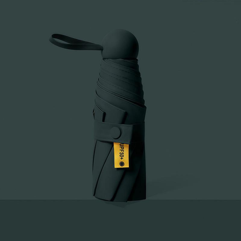 Compact Capsule Sun and Rain Umbrella: Thickened, UV-Protected, Dual-Use, Folding Black Glue Design