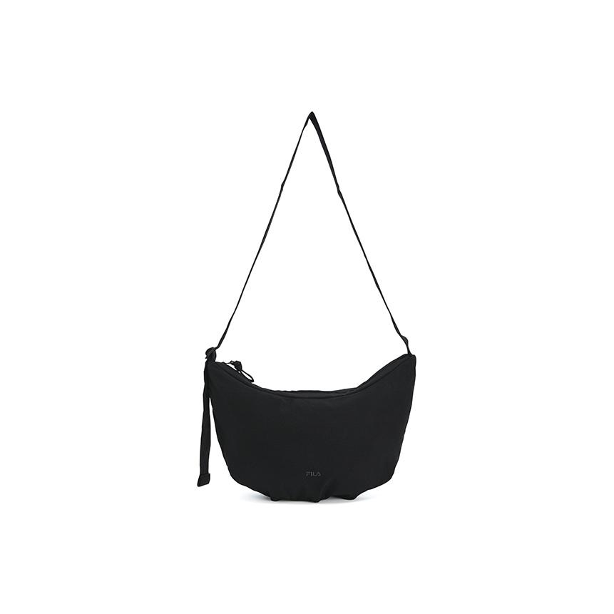 FILA Fitness Fashion Simple Colorful Solid Casual Daily Commuting Versatile Adjustable Dumpling Bag Fabric Crossbody Bag Women bags A13W531165FBK Pitch Black