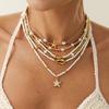 Bohemian Rice Bead Beaded Clavicle Necklace, Holiday Wind Drip Oil Starfish Shell Stacked Necklace