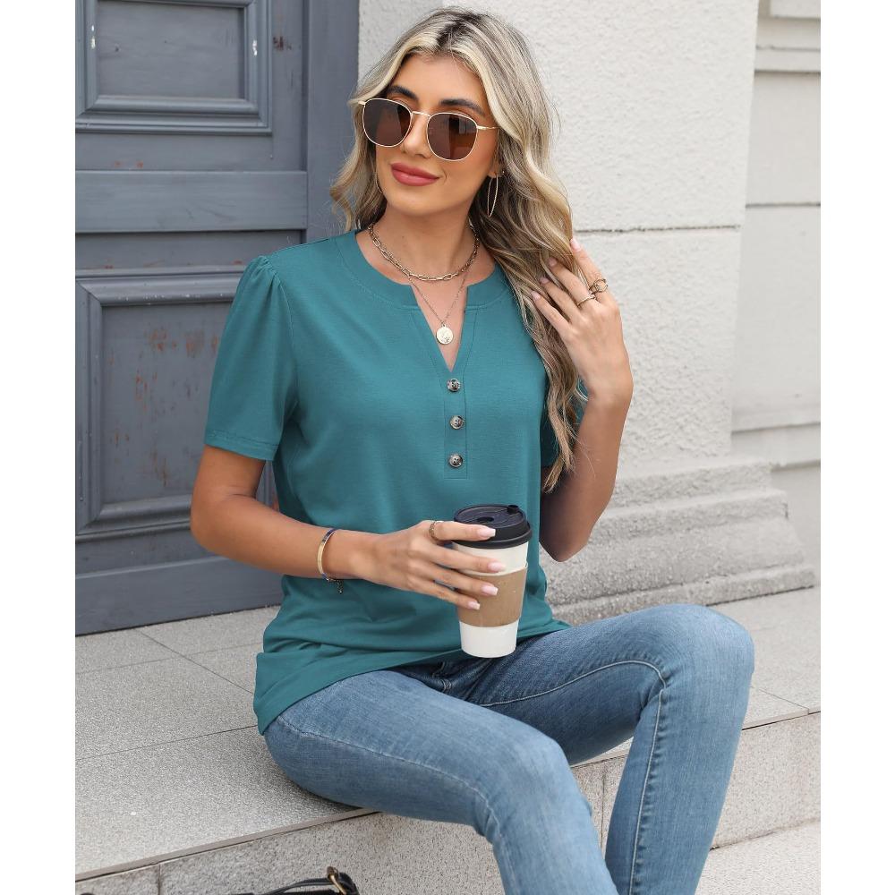 Damski Letni Nowy Wielokolorowy Wszechstronny Top Jednolity Kolor Skręcana Klamra Modny T-shirt z Krótkim Rękawem