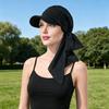Women Headscarf Hat Flower Pattern Lace-up Ribbon Turban Hat Outdoor Travel Cycling Sunshade Cap Headwear