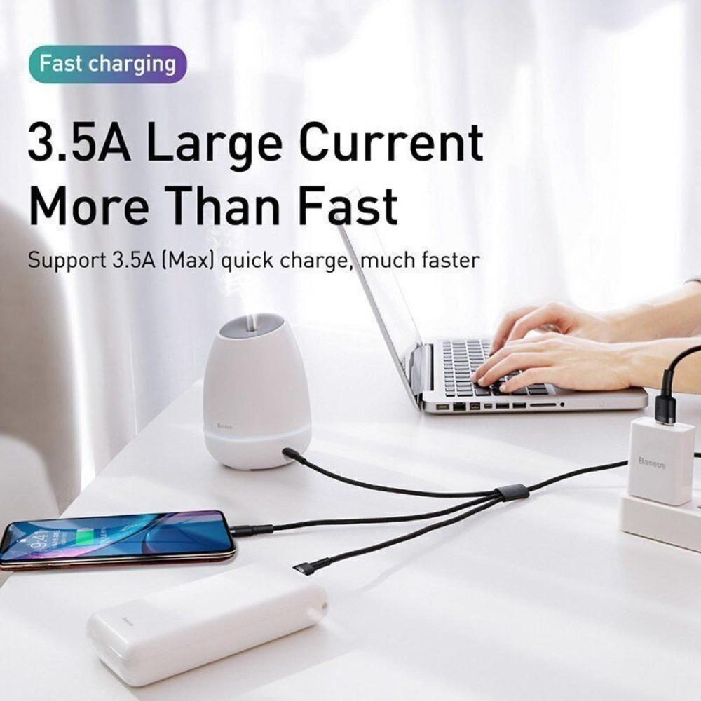 Nylon Braided Wire 3-In-1 Fast USB Charging Cable Data Sync Quick Charge Universal Phone Charger