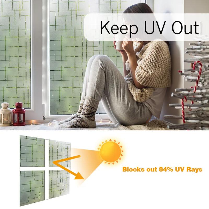 Film pentru fereastră din vinil cu model încrucișat 3D, folie statică pentru fereastră din sticlă mată, controlul căldurii anti UV pentru fereastră decorativă pentru acasă