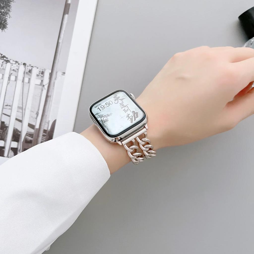 Correa de Cadena de Acero Starlight para Apple Watch Series Ultra 8 7 SE 6 5 4 3 49 mm Correa de Pulsera Metálica IWatch 38 40 41mm 42 44 mm 45mm