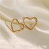 18K Gold Plated Stainless Steel Heart Stud Earrings for Women – Simple Geometric French Style Accessories