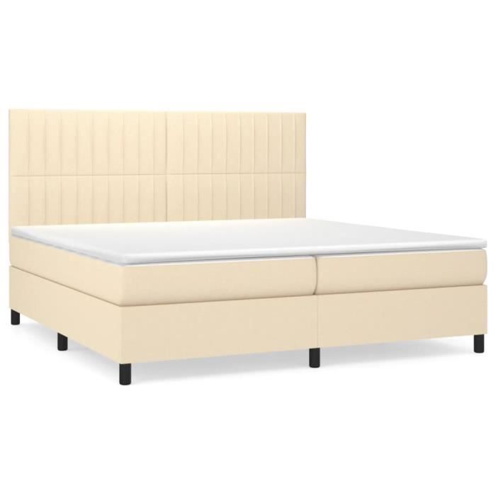 3141966 vidaXL Divan Bed with Mattress Cream 200x200 Cm Fabric