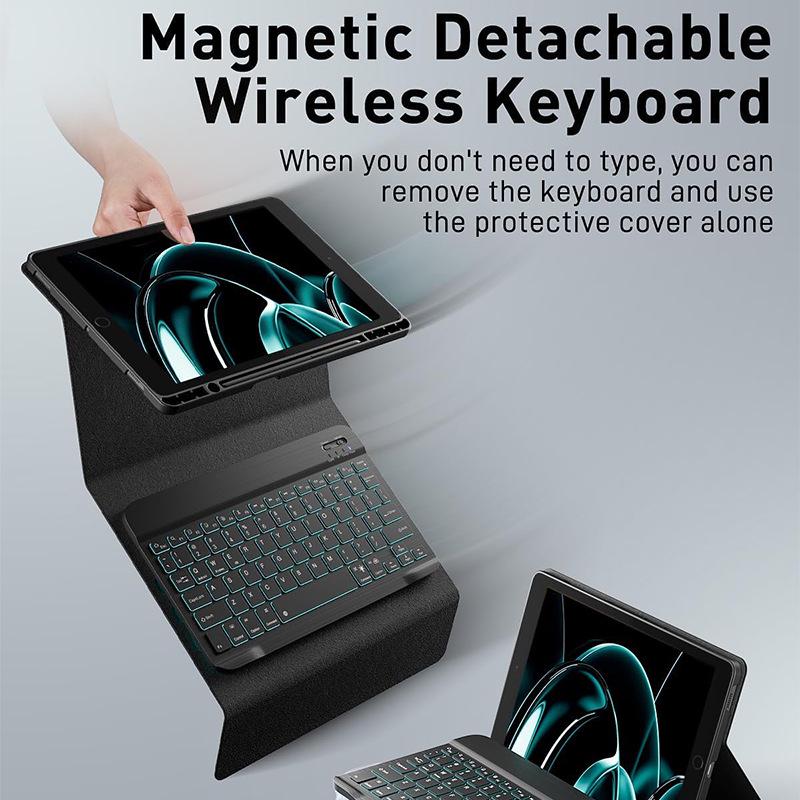 iPad Pro 11" (2018-2022) Backlit Bluetooth Keyboard & Protective Leather Case with Mouse