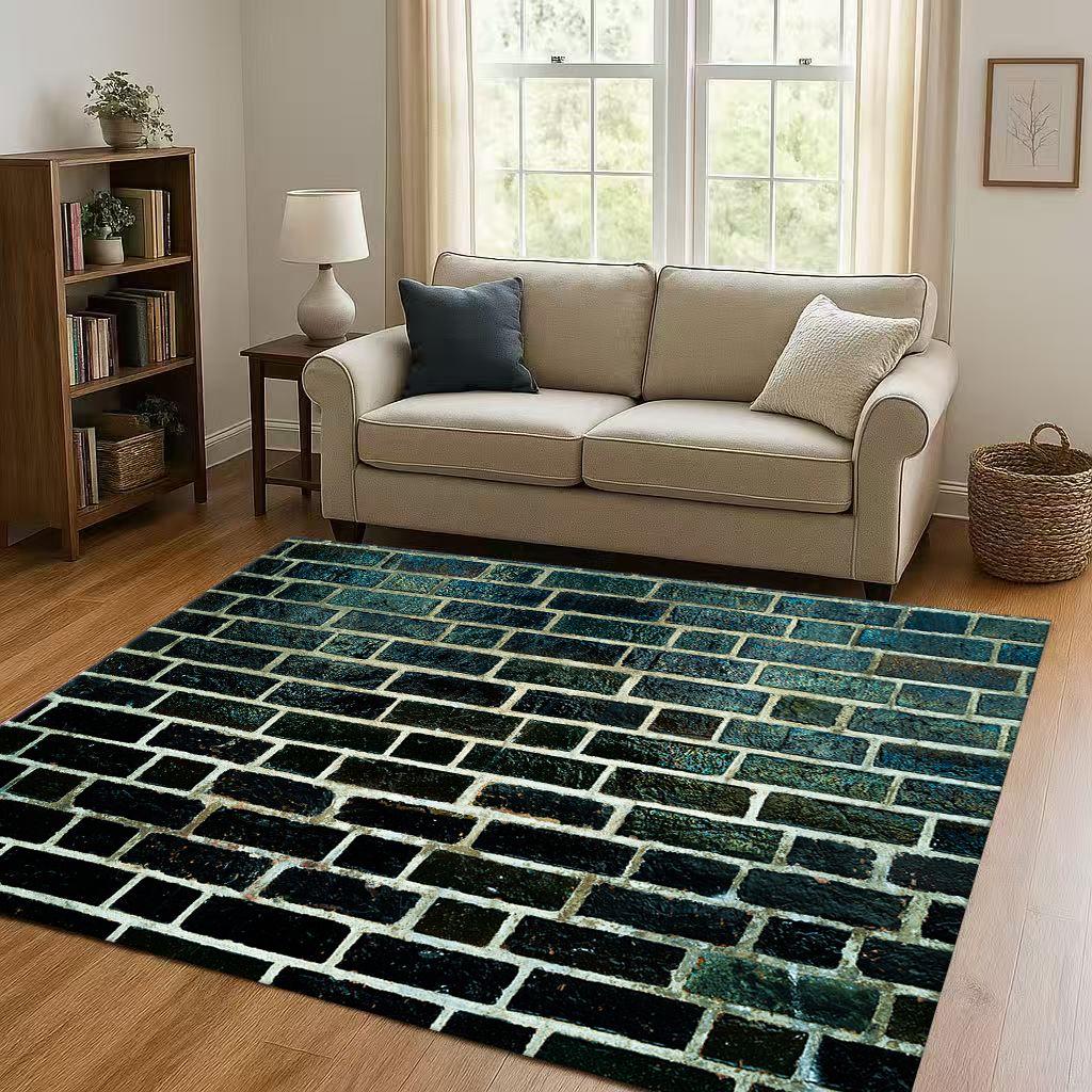 HD Retro Brick Stone Building Wall Art Living Room Non-Slip Area Rug Soft Carpet for Bedroom Playroom Sofa,Home Decor Doormat