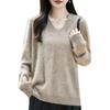 Autumn/Winter 2026 Cashmere Wool V-Neck Knitwear: Long Sleeve Solid Color Soft Sweater Top