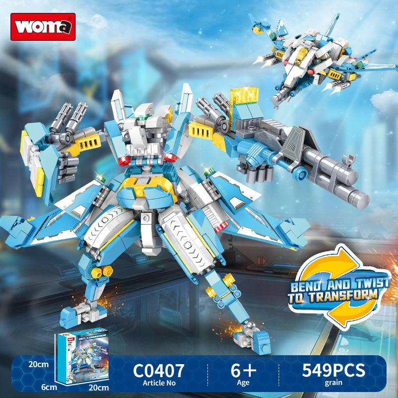 WOMA TOY Ship Now C0407 549pcs Sky Conqueror Transformable Assembly Boys Mecha Brick Building Set Toy for 6-12 Year