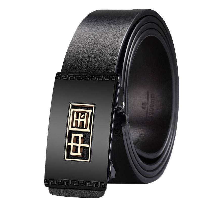Men's Belt Genuine Leather Automatic Buckle National Trend Style Casual Belt Men's Cowhide Business Young People Versatile