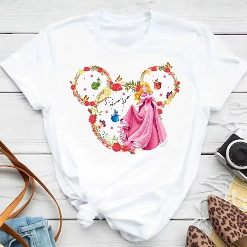 Mulan Princess Printed Tshirt Cute Mickey T Shirt Summer Women Casual Short Sleeved Streetwear Tshirts Harajuku Clothes