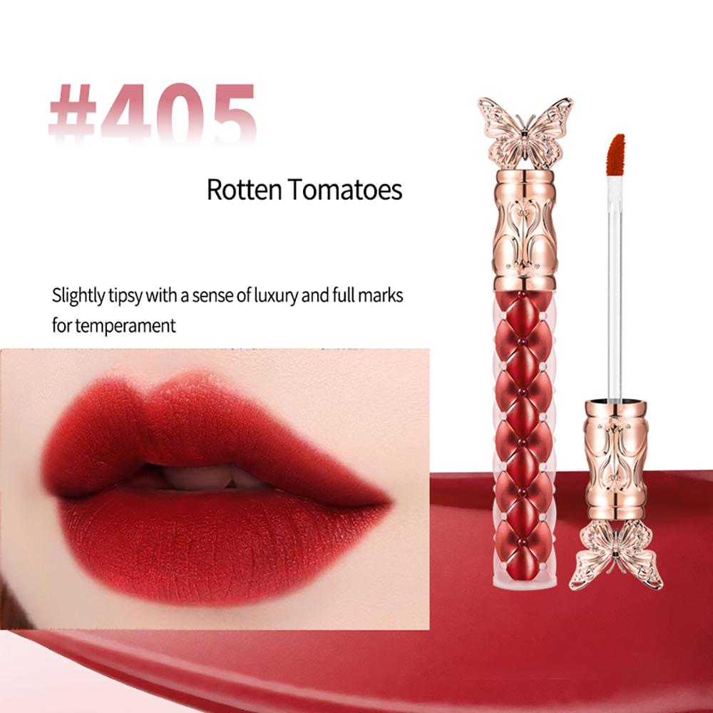 

Бархатная матовая помада для губ, водостойкая и стойкая, не выцветает, отбеливающая помада, грязевая помада, дизайн в виде бабочки