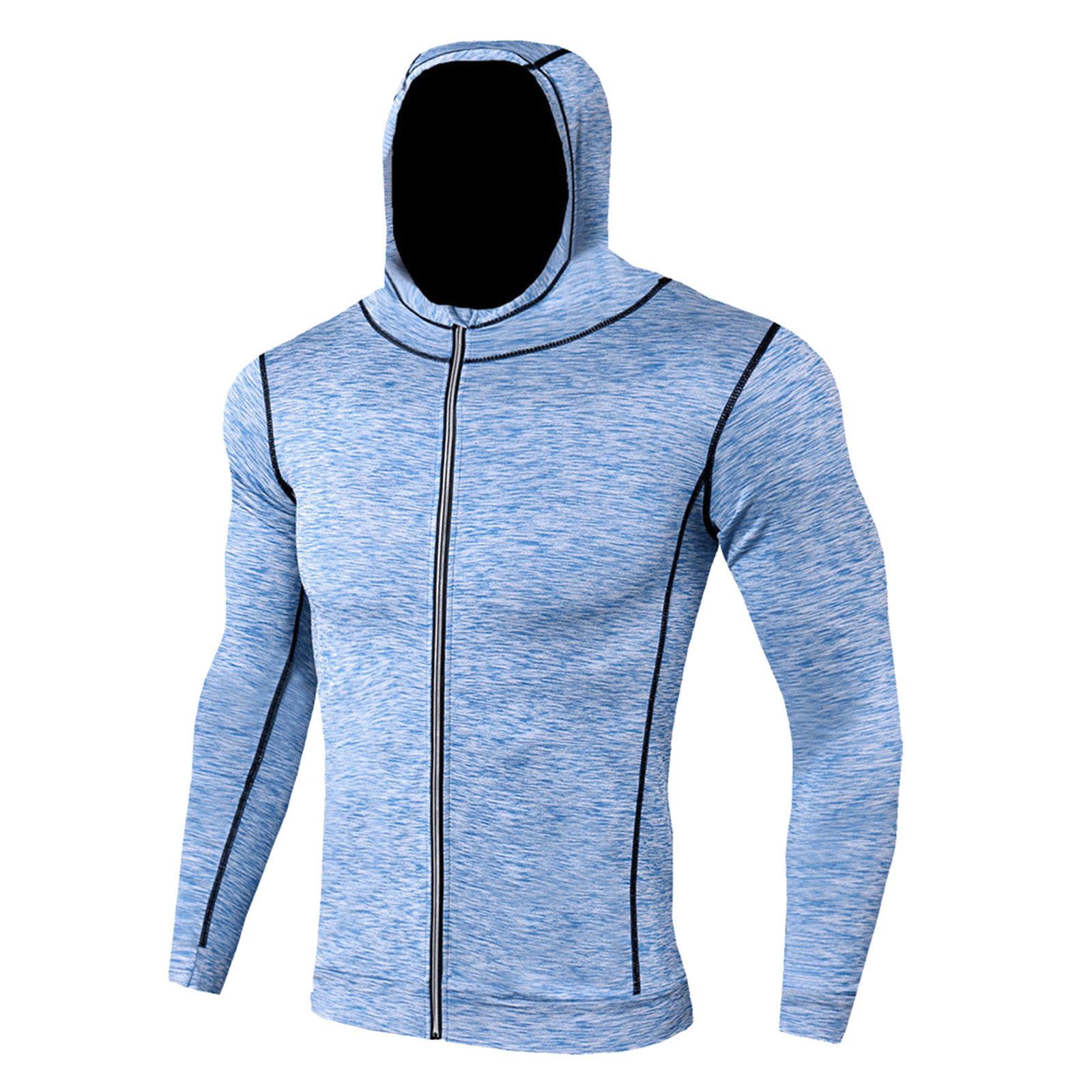 

Мужская быстросохнущая куртка для фитнеса, бега, тренировочная одежда, спортивная кепка для альпинизма на открытом воздухе, пальто на молнии для тренировок с длинным рукавом L синий