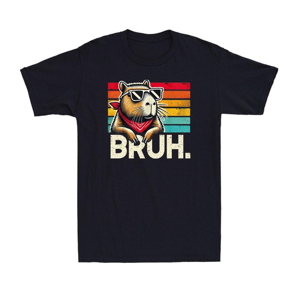 Gaming Capybara Bruh Retro Cute Capybara Funny BRUH Vintage Men s T-Shirt XXL