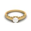 925 Sterling Silver Gold Vermeil 0.50 Cts Round Pearl Solitaire Beaded Shank Anniversary Women Ring