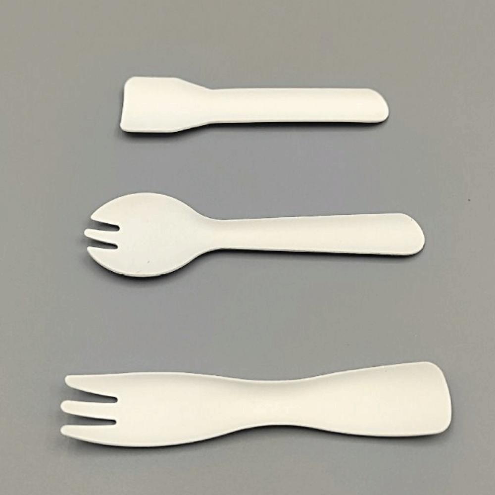 100 Pièces Cuillère Fourchette Jetables Écologiques Blanche Pelle à Dessert Gâteau Cuillères à Glace Ménage