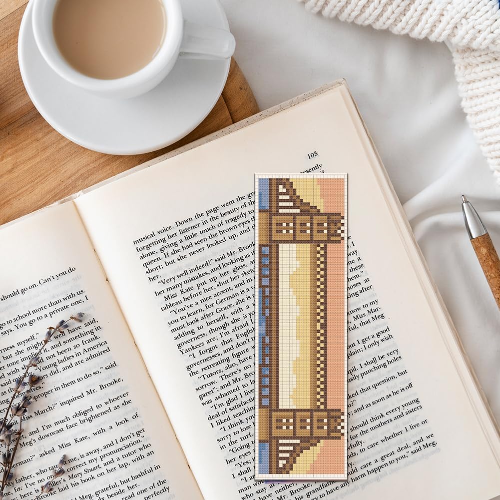 FREEBLOSS 6 Set Bookmark Cross Stitch Kits Stitch Bookmark Cross Stitch Kits with Instructions Famous Architecture Pattern Punch Needle Kit for