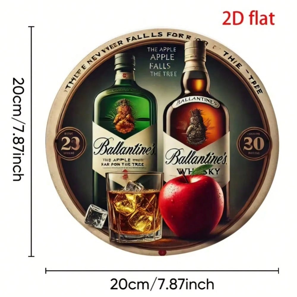 Винтажная металлическая вывеска Ballantine Whisky Ретро Декор стены бара Круглое жестяное искусство 8 дюймов разноцветный