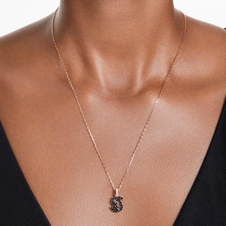 Swarovski Swan Pendant Necklace Women necklaces Black 5678046
