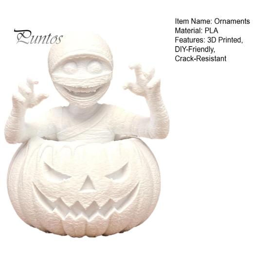Personalisiertes Geschenk für Erwachsene 3D-gedruckter Kürbisjunge Figur, Unbemalte weiße DIY-Statue, Leere PLA-Skulptur Kunst Halloween Mumie Skulptur, Kreativ