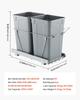 Double Pullout Waste Container Under Cabinet Kitchen Bin Trash Can