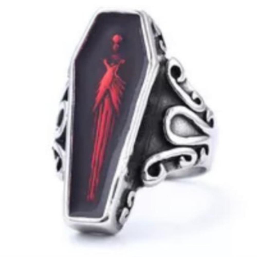 Skull Zombie Coffin Resin Ring for Men and Women Gothic Style Unisex Jewelry