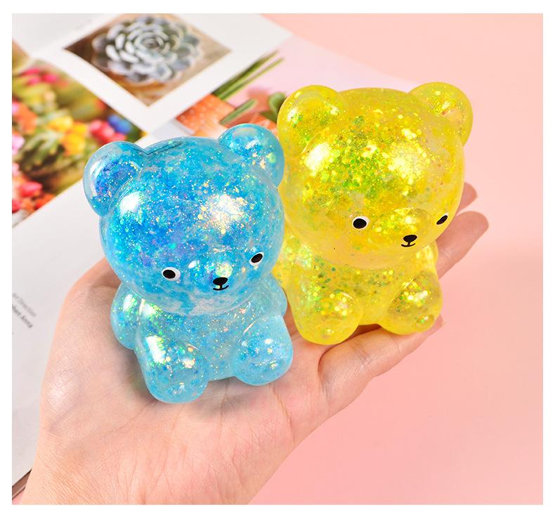 Orsetto Gommoso Squishy Festivo con Glitter, Giocattolo Antistress Animale Carino, Morbido per Decomprimere lo Stress, per Regali di Festa