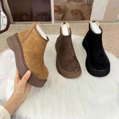 New Style Shoes: Thick-soled Snow Boots, Women's Shoes, Ankle Boots, Round-toed Casual Cotton Boots
