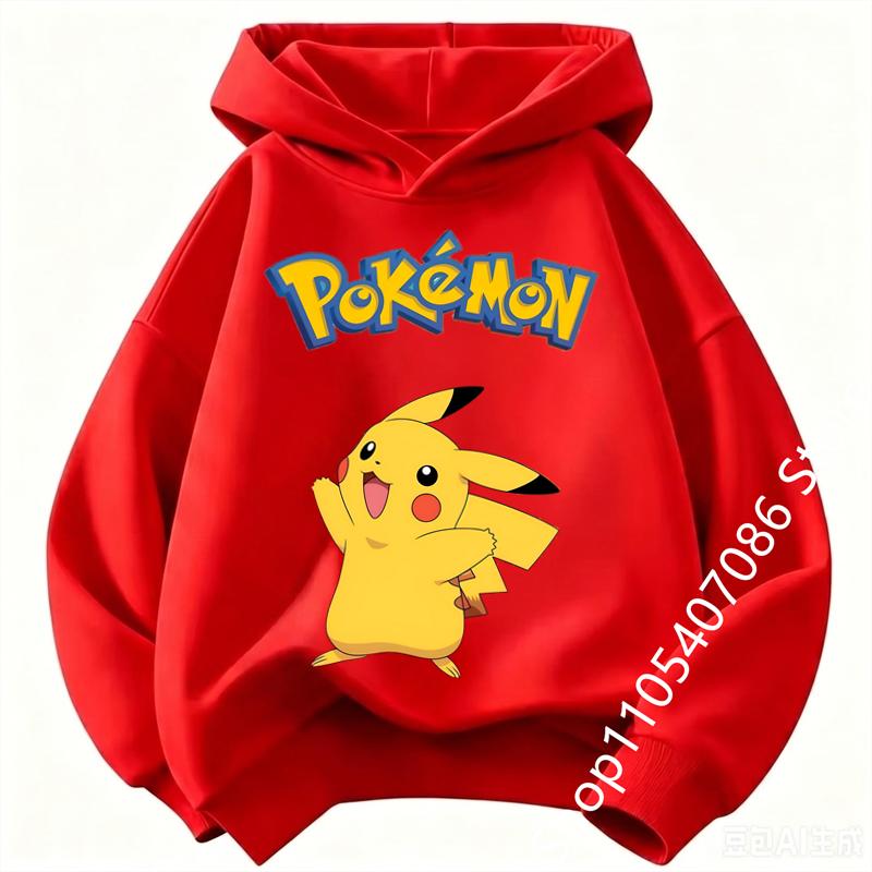 Felpa per Bambini Pikachu 2026 Nuovo Stile Felpa Sportiva per Ragazzi Felpa con Stampa Cartoni Animati per Ragazze Primavera-Autunno Maniche Lunghe Felpa Casual