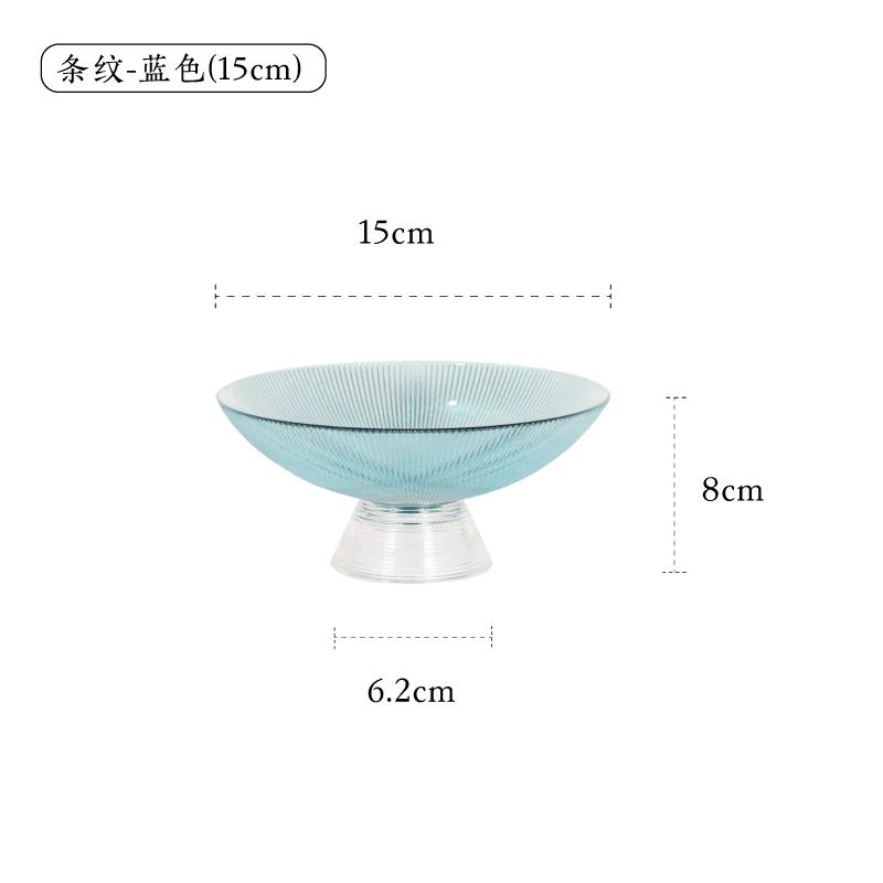 Transparent Glass Fruit Plate Round Shape Tall Feet Glass Bowl Fruit Salad Bowl Snack Tray Dish Dessert Plate Decorative Plates