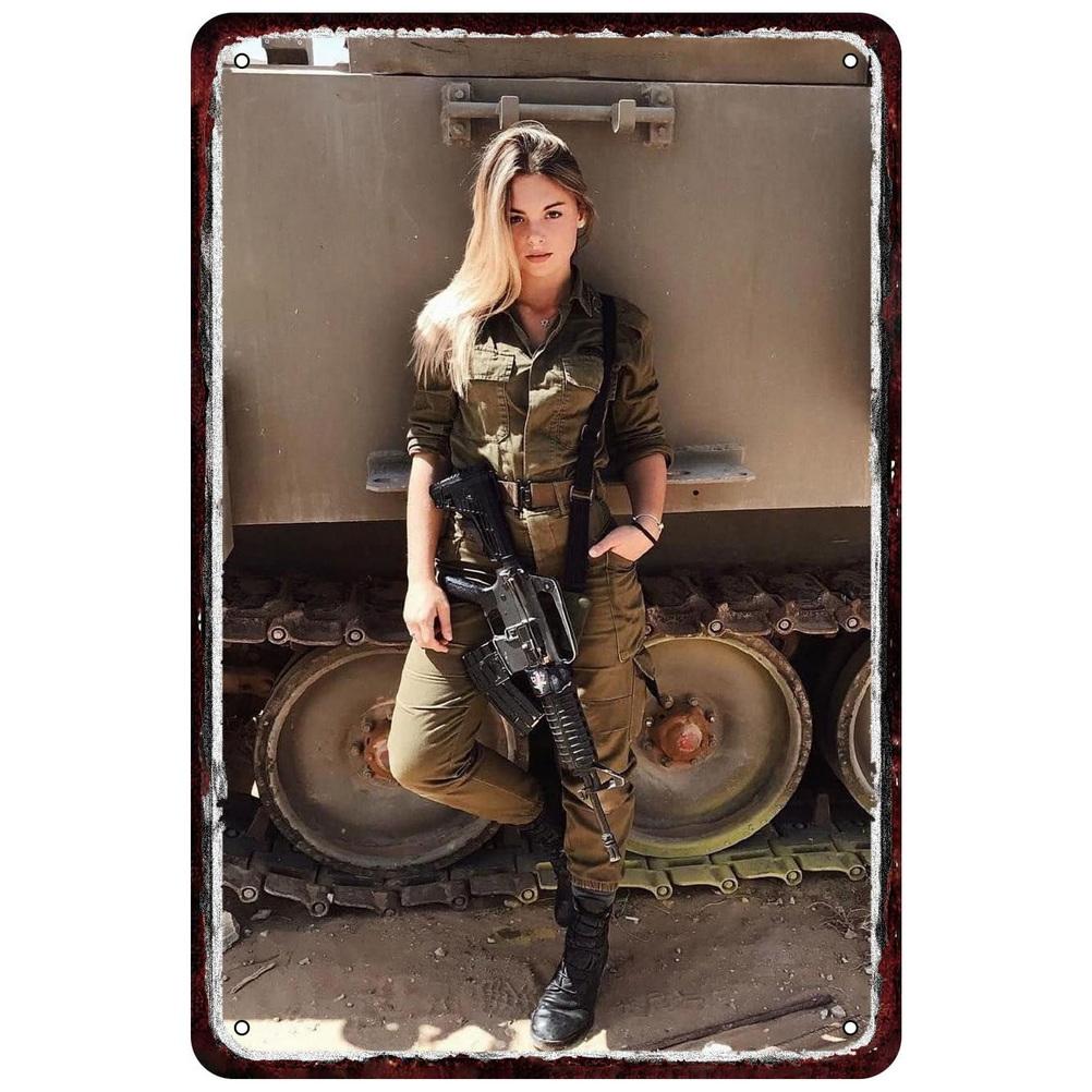 Vintage Metallblechschilder Militärische Pin-up-Mädchen Wandposter Schild Eisenmalerei Dekoration für Garage Spielzimmer Zuhause Café Club