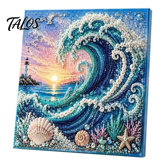 DIY Faux Pearl Painting Kit Ocean Kit, Marine Life 3D Art Coastal Wall Decor Sea Turtle Fish Picture Craft Set for Adults, Home Beach House