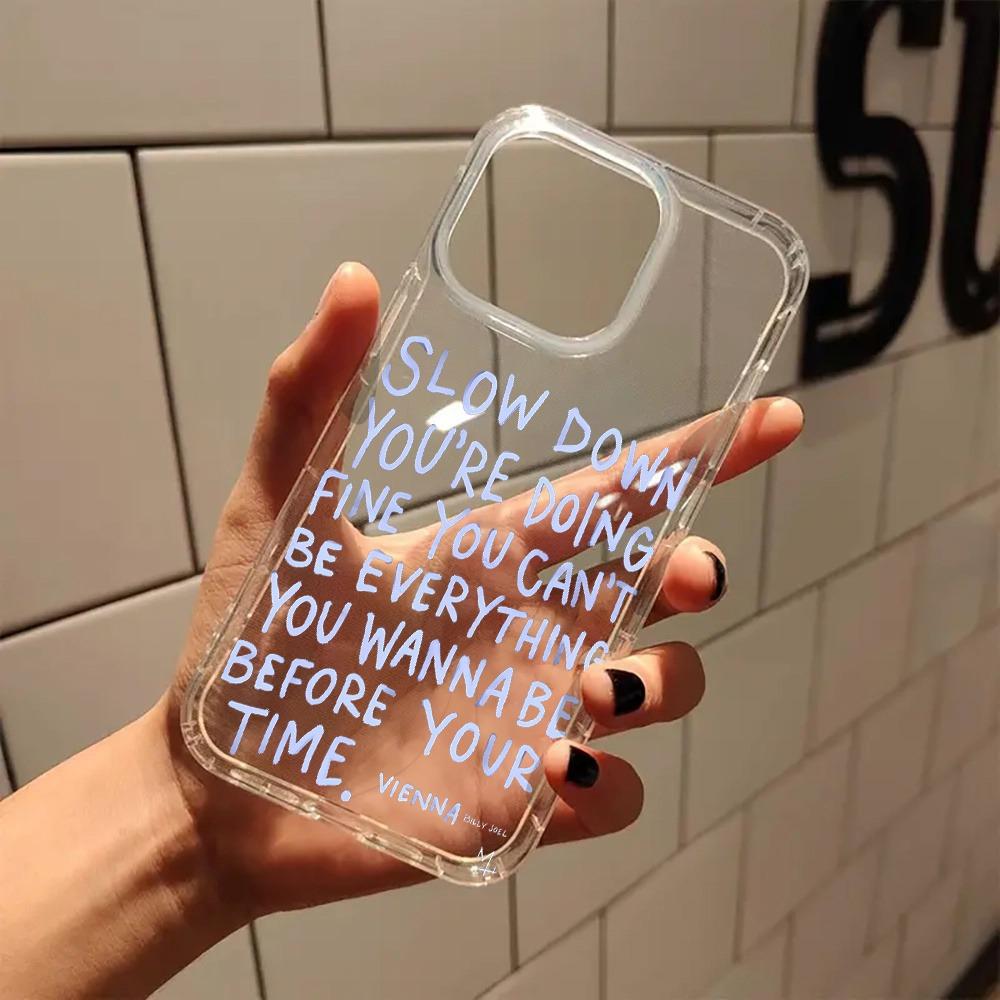 Inspirierendes Zitat Ästhetisches Transparentes Handyhülle Für iPhone 17 16 Pro Max Hüllen iPhone 15 14 13 12 11 XS XR 7 8 Plus Acryl Hülle