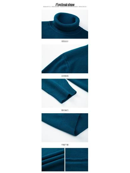 Men's Winter High Neck Knitted Sweater - Thick Warm Pullover for Middle-Aged and Young Adults