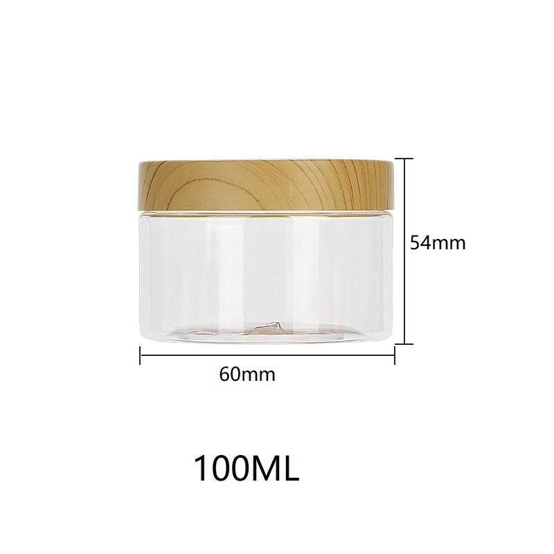 1Pc Plastic Clear Empty Jars Containers with Imitation Wood Texture 30ML-300ML Seasoning Storage Jars for Home Use with Lids
