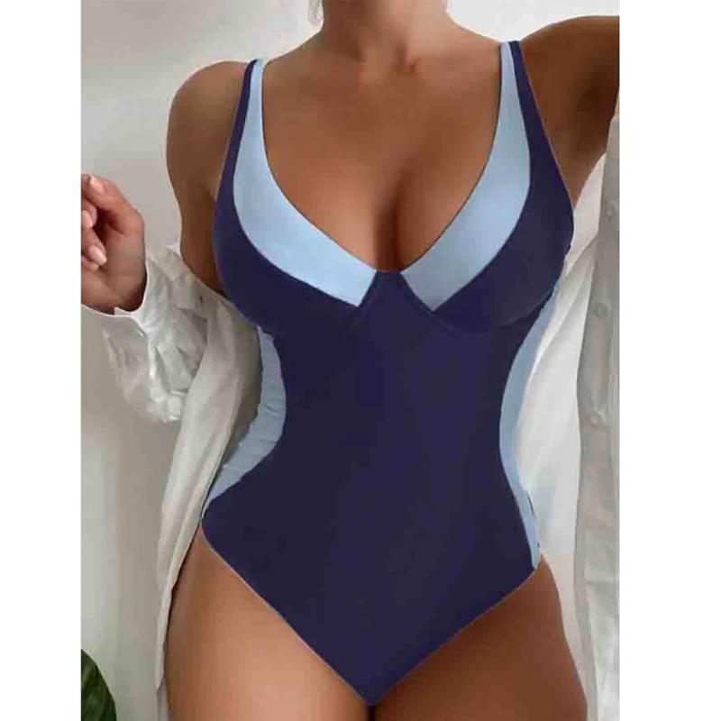 Women's Green Mandala & Stripe Print One-Piece Swimsuit U-Neck Wide Strap Bathing Suit