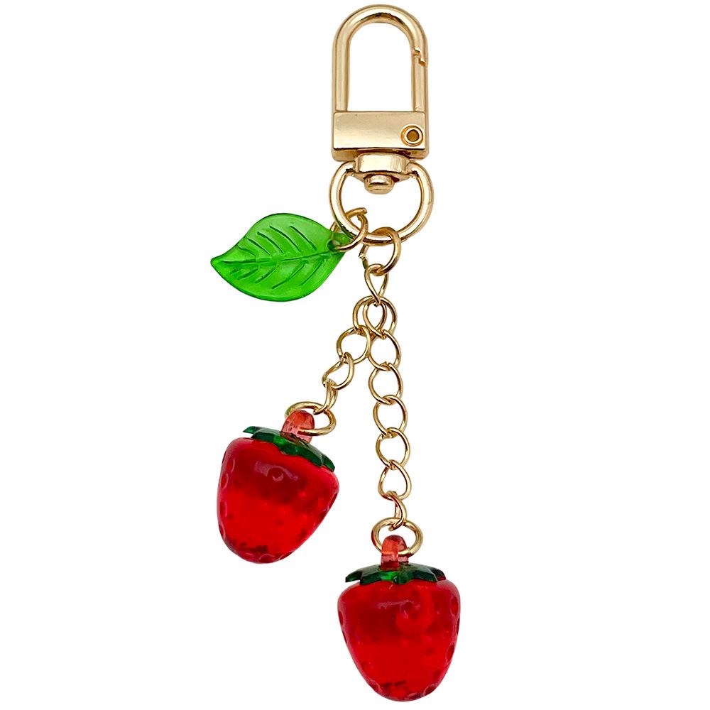 3D Strawberry Keychain: Fashionable Resin Fruit Bag & Car Ornament for Women