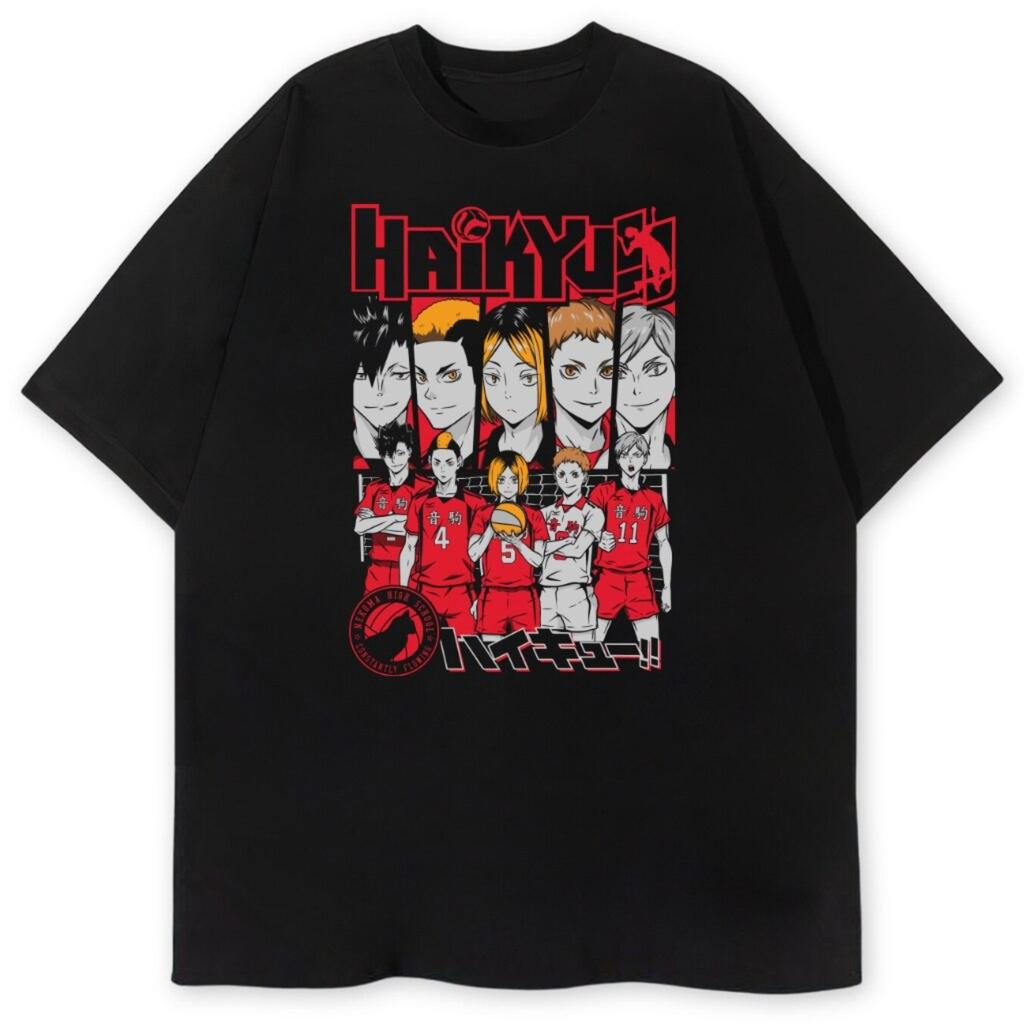 New Vintage Summer Japanese Anime Haikyuu Nekoma Men Tshirts Funny Cute Print Pure Round Neck Tshirt Oversize Unseix Top