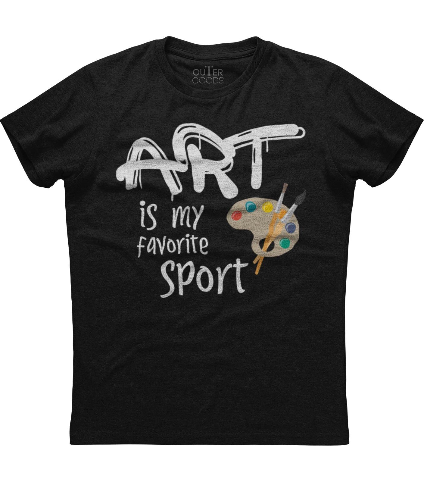 Art Is My Favorite Sport Funny Artist Mens Short Sleeve Cotton Black T-shirt M