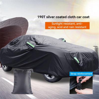 Universal Car Covers 190T Silver-coated Cloth Rain-proof And Sunscreen Belt Outdoor Protection Cover Car