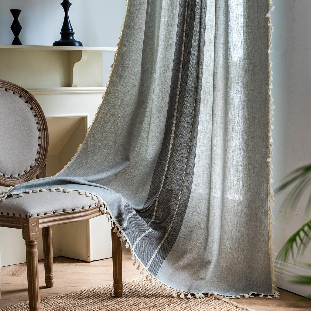 Jacquard Curtains Thickened Coffee-Colored Semi-Transparent Blackout Kitchen Curtains