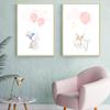 Cartoon Animal Canvas Painting Elephant Rabbit Balloon Children's Room Decorative Painting Creative Art Hanging Painting