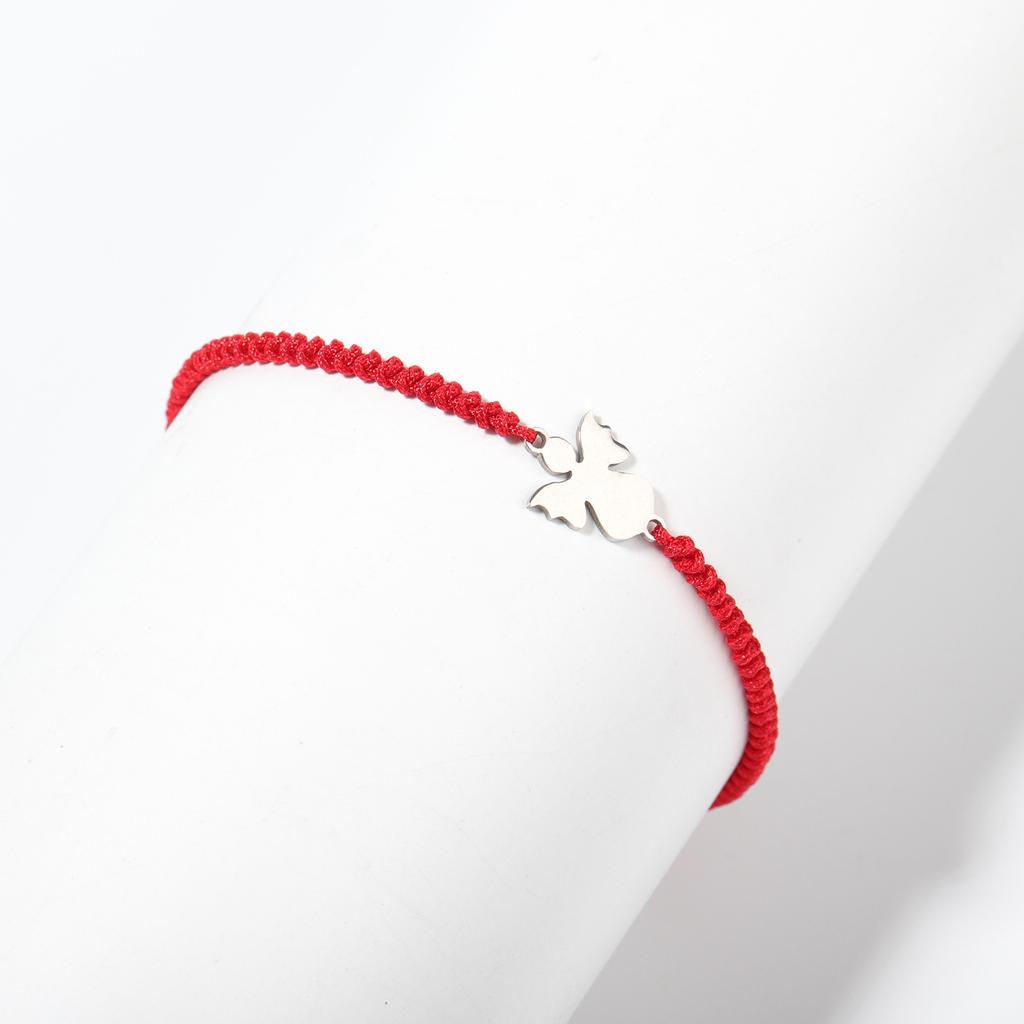 New Stainless Steel Angel Bracelet Handwoven Women's Adjustable Black Red Pink Woven Angel Bracelet