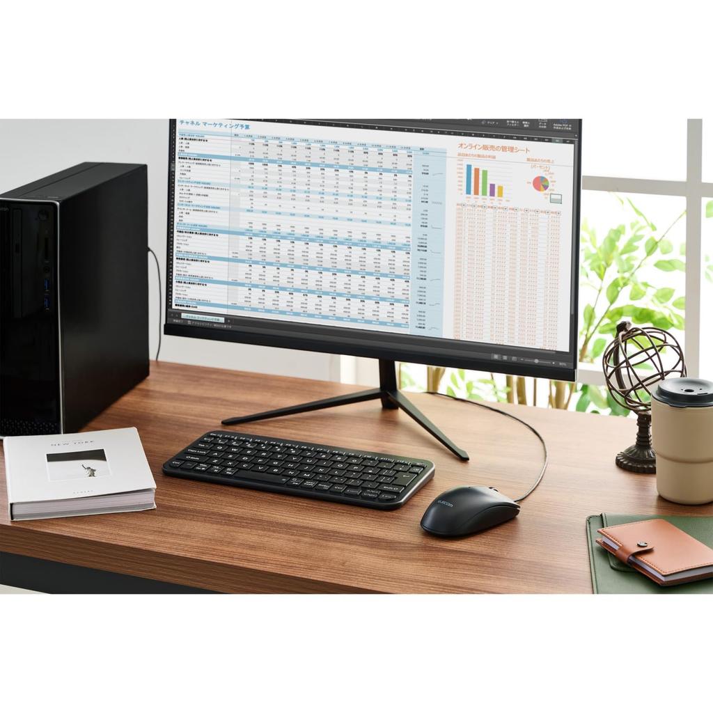 ELECOM Wired 3 Mouse, Buttons, Symmetrical, Large, Black, M-LE10URABK