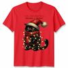 Festive Black Cat Christmas T Shirt Funny Ugly Unisex Funny Holiday Tee #MC44