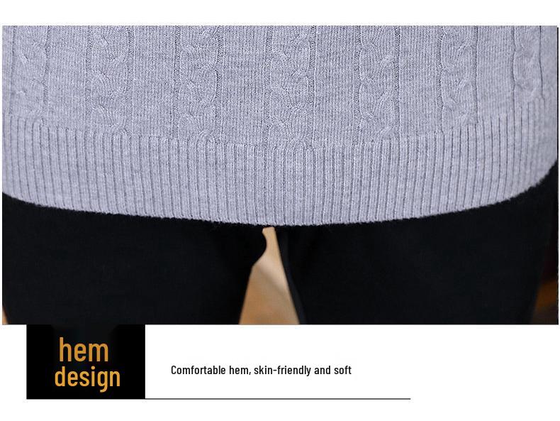 Men's Korean Style Slim Fit Stand Collar Half-Zip Cable Knit Sweater